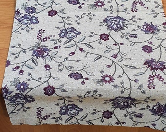Camino de mesa de tapiz floral morado, camino de mesa de mezcla de algodón, camino de mesa hecho a mano a medida, decoración de mesa de comedor estilo rústico