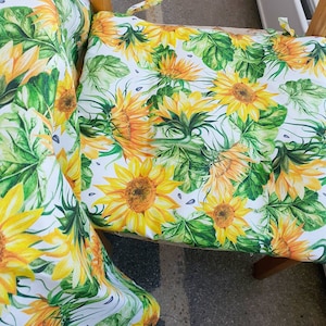 Esszimmerstuhlunterlagen mit Bindebändern Sonnenblumen Stuhlauflagen Blumen Stuhlauflagen Rustikale Stuhlauflagen