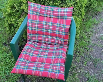 Tartan red chair cushions Adirondack chair cushions Universal cushion Wicker Chair Cushion Garden cushion  Duplex chair pads