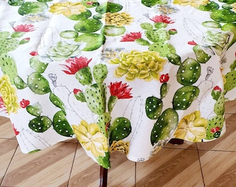 Succulents tablecloth Custom tablecloth Green tablecloth Flower tablecloth Round tablecloth Oblong tablecloth Small tablecloth