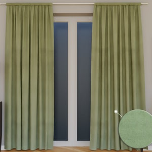 Light Sage Green Damask Curtains 63 84 96 108 120 Light Green and White Curtains Cecilia Artichoke Rod-Pocket Curtains FREE SHIPPING