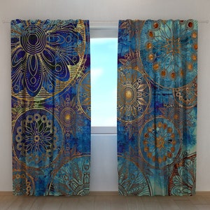 Window curtains gold ornamets curtains blackout curtains custom curtains