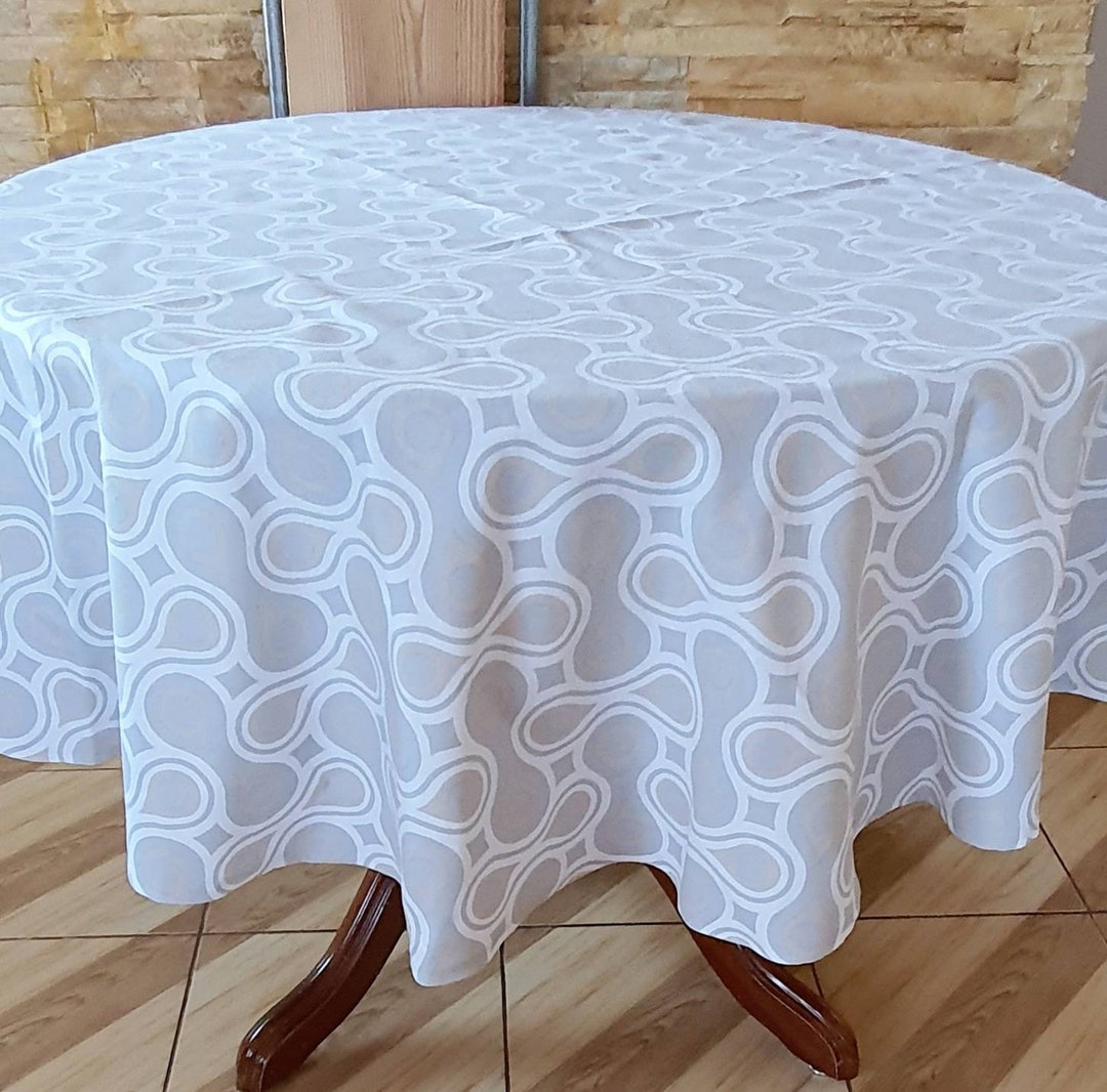 Gray Round Tablecloth Oval Tablecloth Cotton Tablecloth Custom