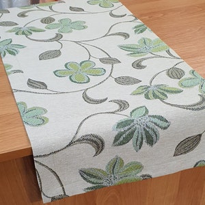 Table runner farmhouse Woven table runner Rustic table runner Floral table runner Green table runner