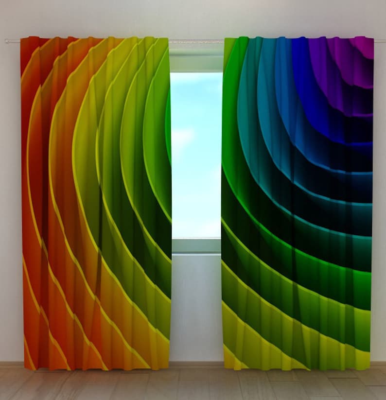 Curtains Panels Rainbow Curtain Blackout Curtains Realistic Etsy