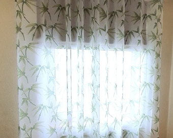 Rideaux à imprimé bambou Rideaux en lin transparent blancs Rideaux faits main