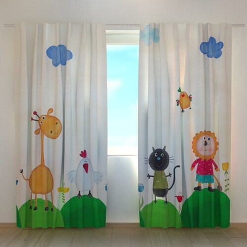 Blackout Nursery Curtains Grey Clouds Kids Window Drapes Etsy UK