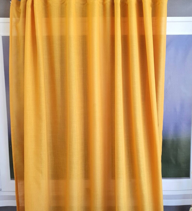 Sheer curtains Yellow curtains Window curtains Mustard Etsy