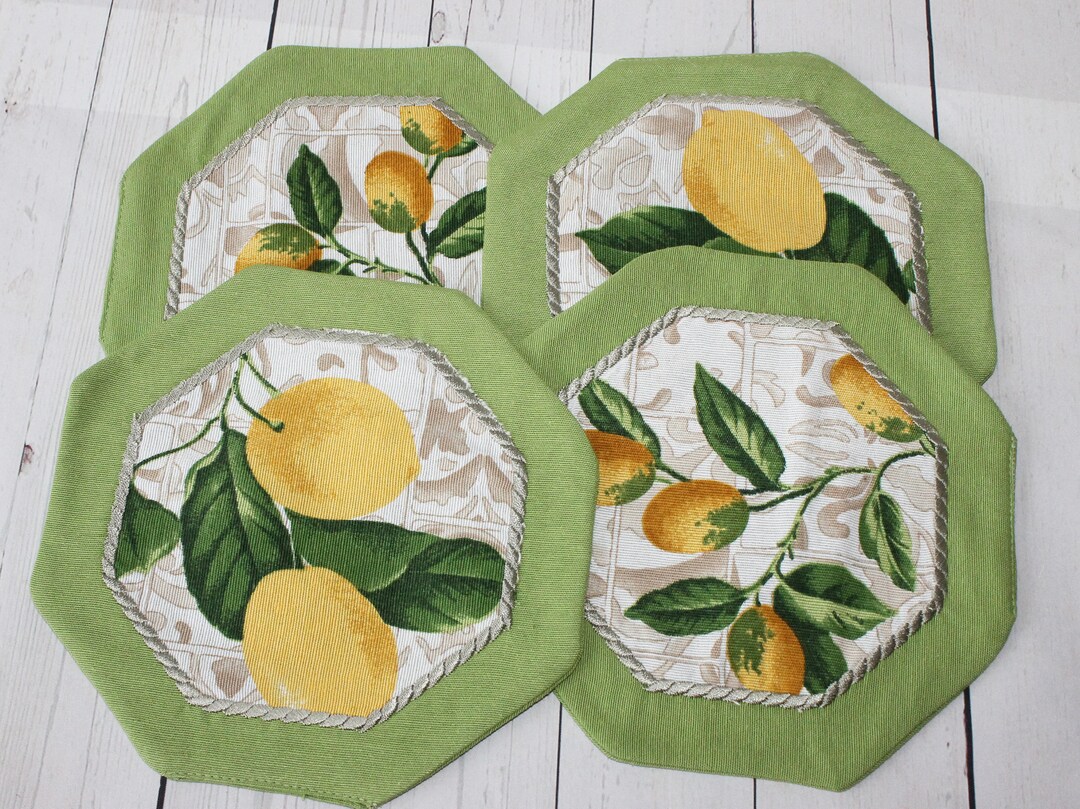Lemon Placemats Sets of 4,6,8 Quilted Placemats Geometric Placemats Etsy