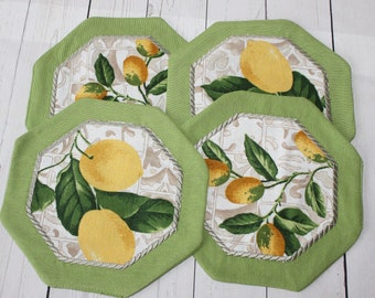 Lemon placemats sets of 4,6,8 Quilted placemats Geometric placemats