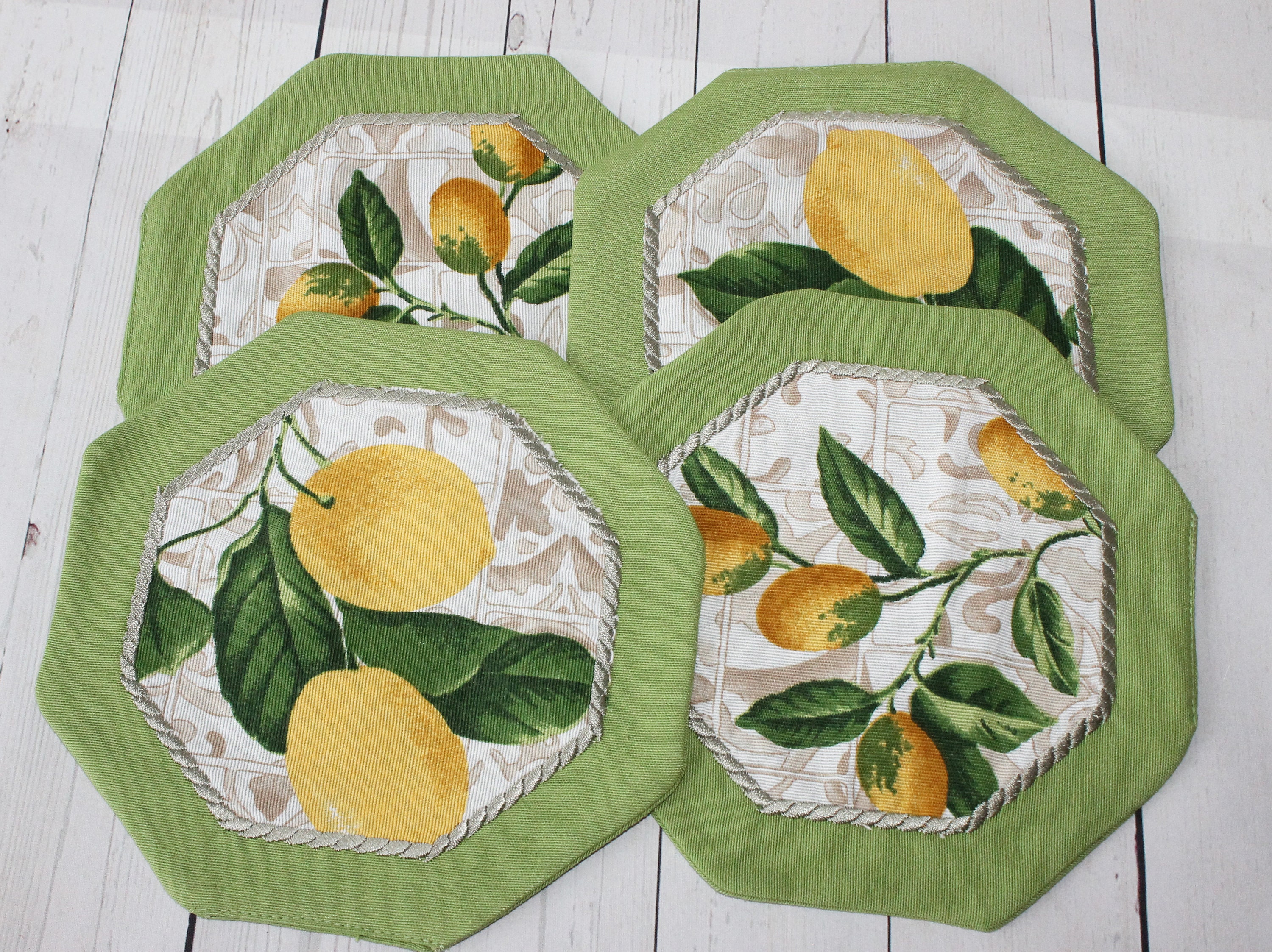 Lemon placemats sets of 468 Quilted placemats Geometric Etsy