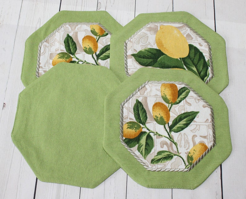 Lemon Placemats Sets of 468 Quilted Placemats Geometric Etsy