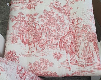 Toile chair cushions | Mid century chair cushion | Chair pads with ties
