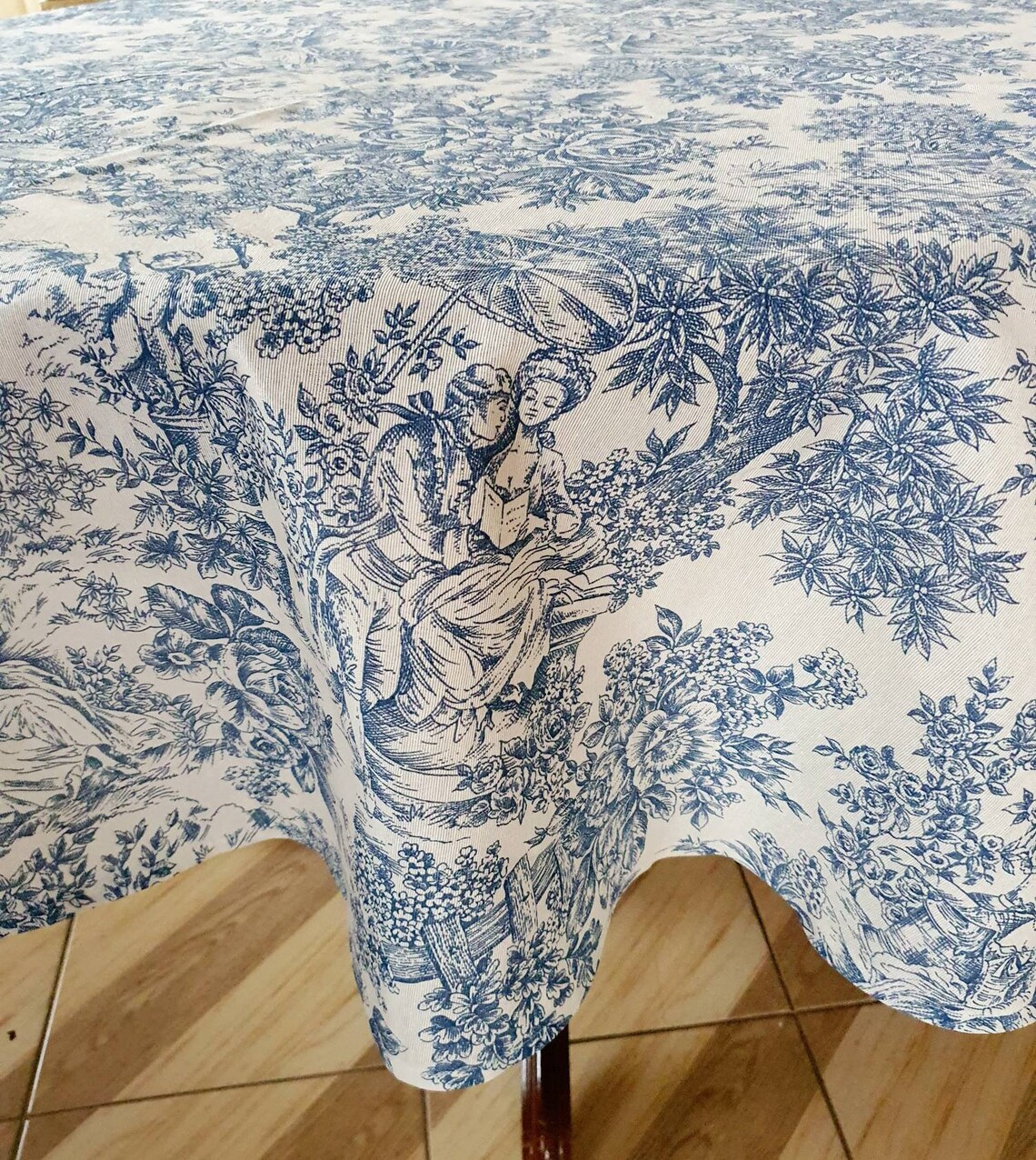 Toile Tablecloth Custom Tablecloth Blue Tablecloth Etsy New Zealand