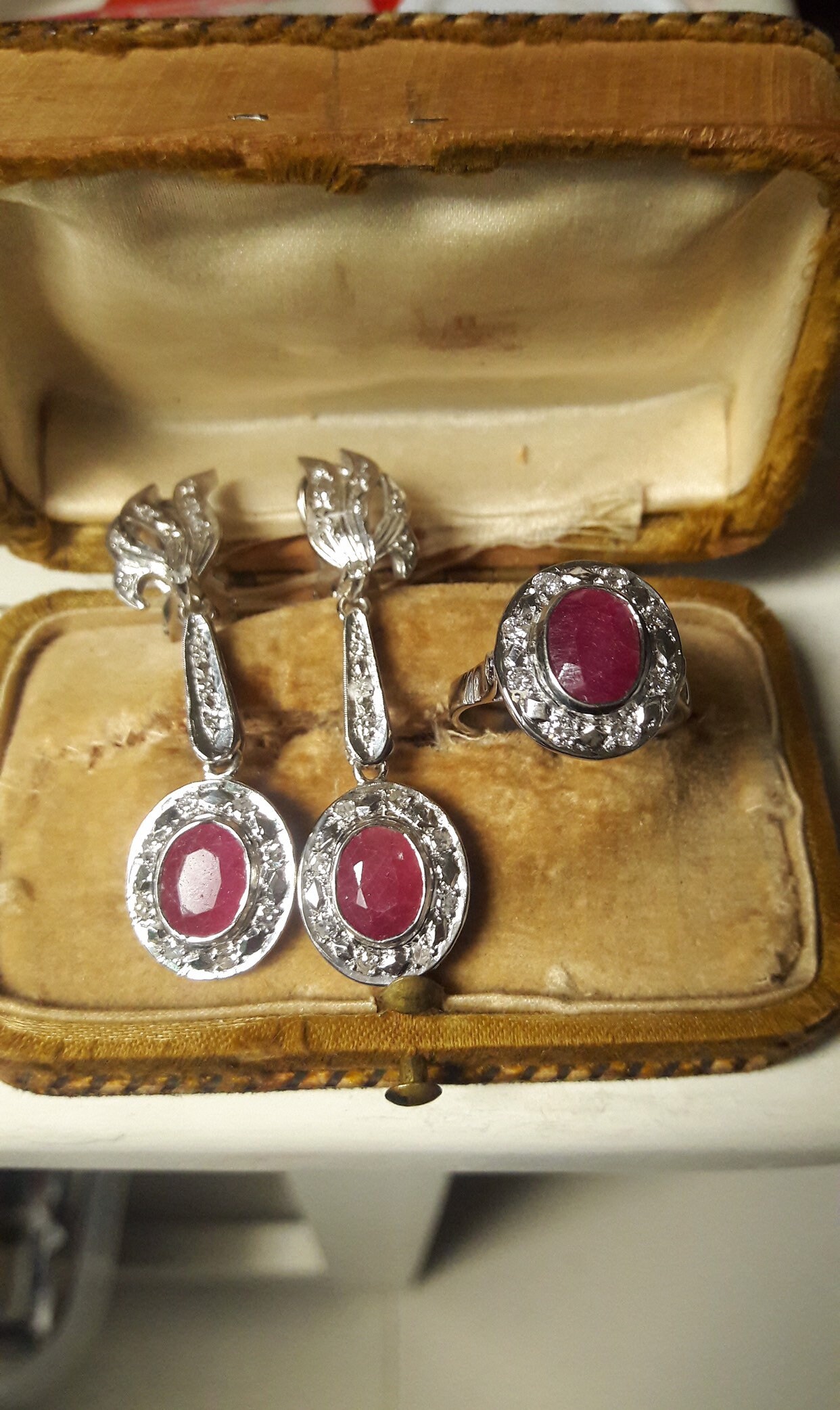 30s ART DECO Antique Vintage Palladium Ruby Diamond Earrings Etsy