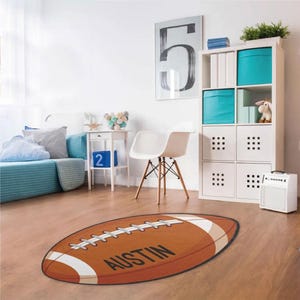Personalized Football Kid Rug Monogrammed Nursery Rug Boy Gift Bedroom Rug Play Mat Playroom Rug Super Soft Area Rug NR120