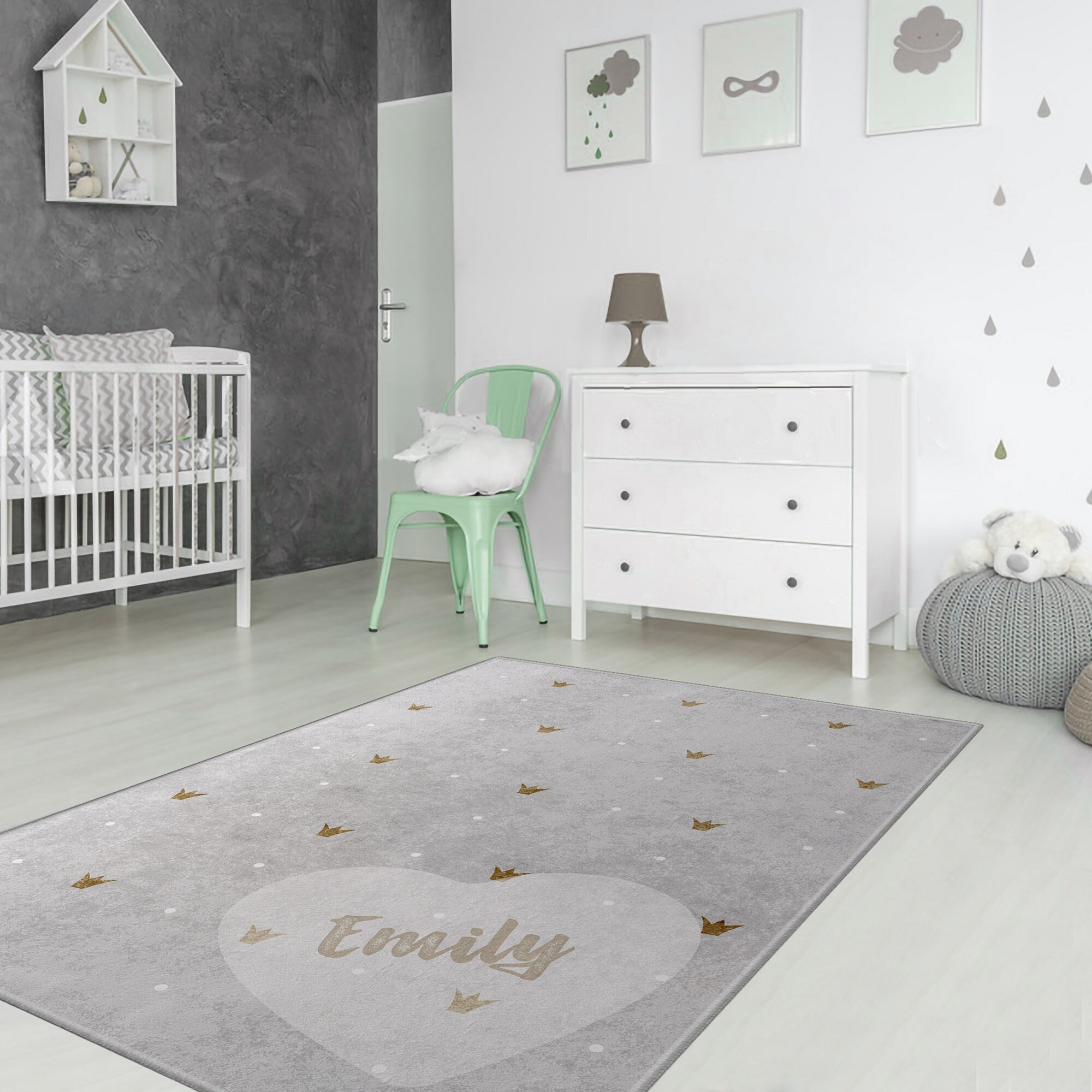 Custom Rugs For Baby Personalized Nursery Rug Monogrammed Kids Boho Rug Stars Girl Boy Gift ...