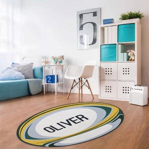 Personalized Rugby Kid Rug Monogrammed Nursery Rug Boy Gift Bedroom Rug Play Mat Playroom Rug Super Soft Area Rug NR131