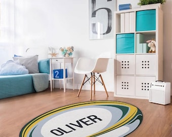 Personalized Rugby Kid Rug Monogrammed Nursery Rug Boy Gift Bedroom Rug Play Mat Playroom Rug Super Soft Area Rug NR131