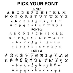 May include: Three different font styles are shown in black text on a white background. The fonts are labeled "FONT-1", "FONT-2", and "FONT-3". Each font style shows the alphabet in uppercase and lowercase letters.