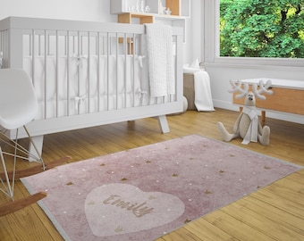 Personalized Nursery Rug Monogrammed Kids Boho Rug Stars Girl Boy Gift Bedroom Rug Play Mat Playroom Rug Super Soft Custom Area Rug NR110