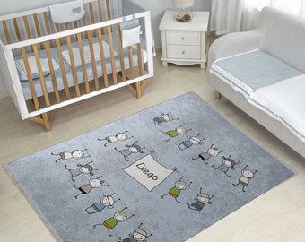 Personalized Nursery Rug Baby Girl Baby Boy Gift Bedroom Rug Play Mat Kid Rug Playroom Rug Super Soft Custom Area Rug Monogrammed Rug NR106