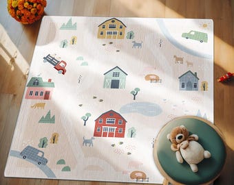 Soft & Safe Kids Play Rug, Non-Slip Fun Nursery Carpet, Cozy Toddler Playmat, Fun Bedroom Area Rug NR158