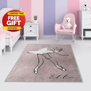 Personalized Nursery Rug Baby Girl Gift Ballerina Bedroom Rug Play Mat ...