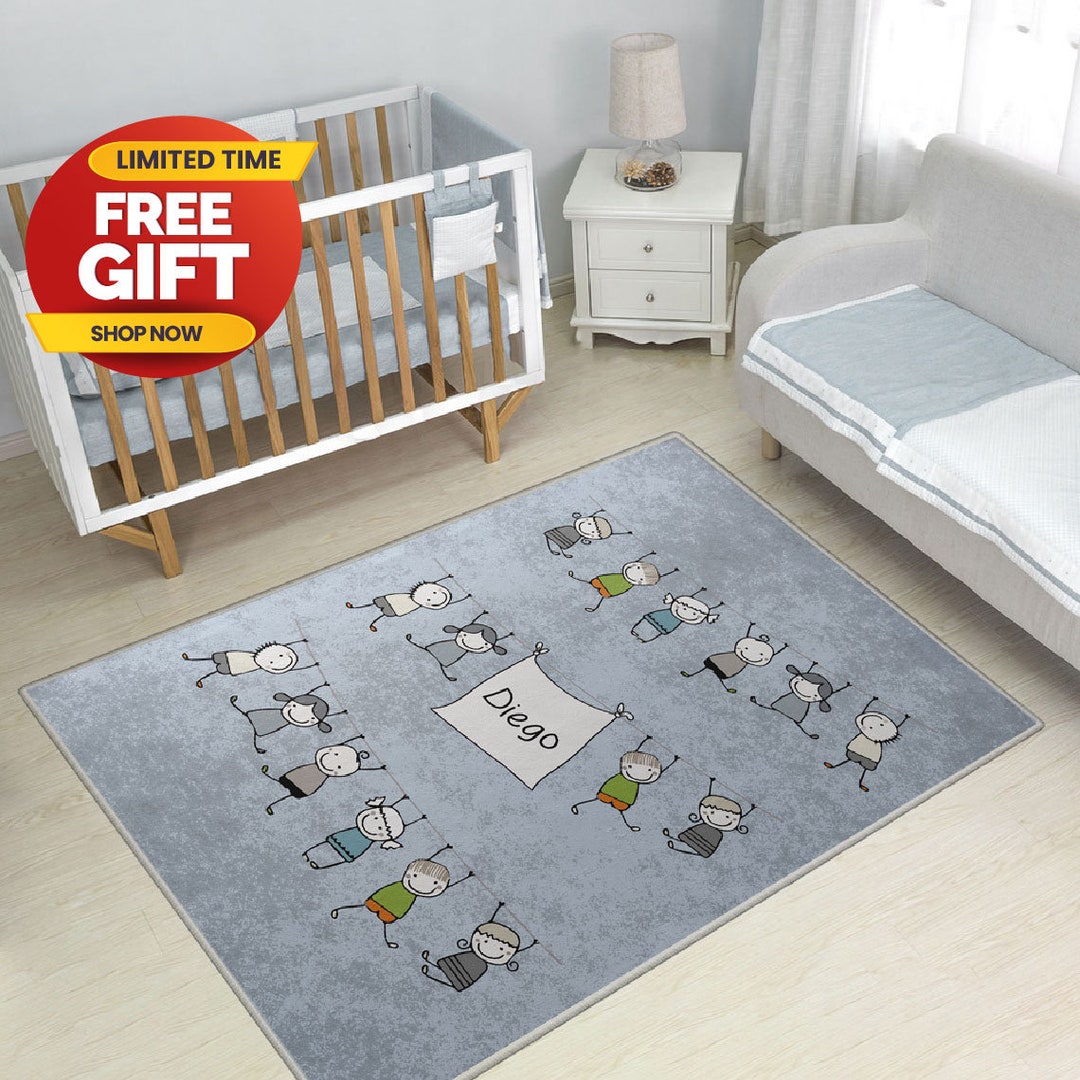 Personalized Nursery Rug Baby Girl Baby Boy Gift Bedroom Rug Play Mat