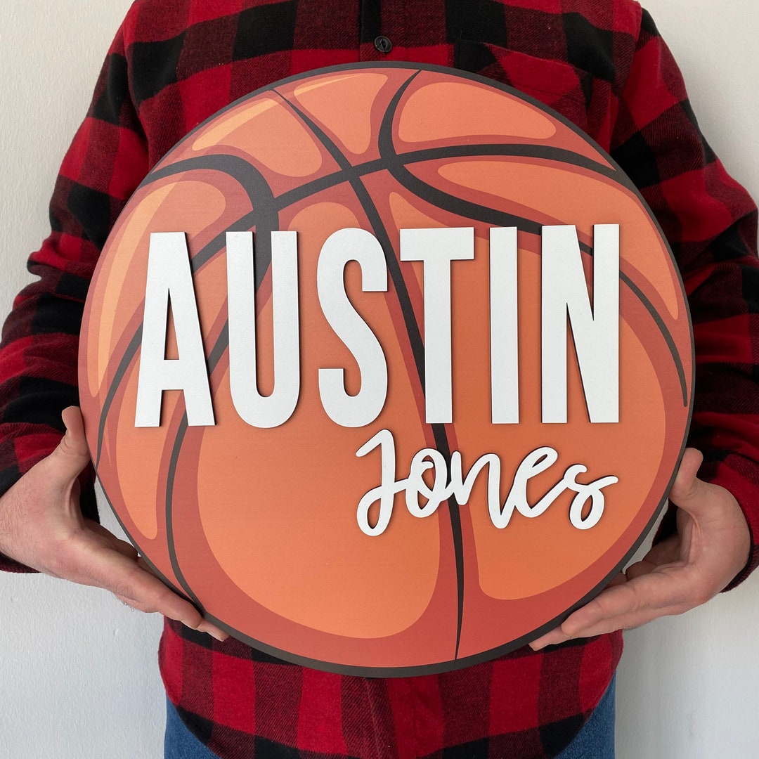 Round Basketball Baby Name Sign, Nursery Decor, Baby Shower Gift