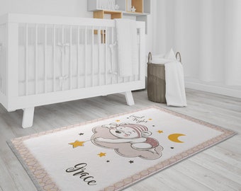 Personalized Nursery Rug Baby Girl Baby Boy Gift Bedroom Rug Play Mat Kid Rug Playroom Rug Super Soft Custom Area Rug Monogrammed Rug NR101
