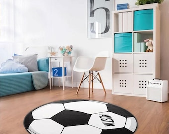Personalized Soccer Ball Kid Rug Monogrammed Nursery Rug Football Boy Gift Bedroom Rug Play Mat Playroom Rug Super Soft Area Rug NR120