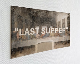 Last Supper Reproduction Canvas Banner, Leonardo Da Vinci Canvas Flag, Hype Fine Art Wall Decor Easy Clean Easy Hang Machine Washable WAF-07