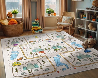 Soft & Safe Kids Play Rug, Non-Slip Fun Nursery Carpet, Cozy Toddler Playmat, Fun Bedroom Area Rug NR154