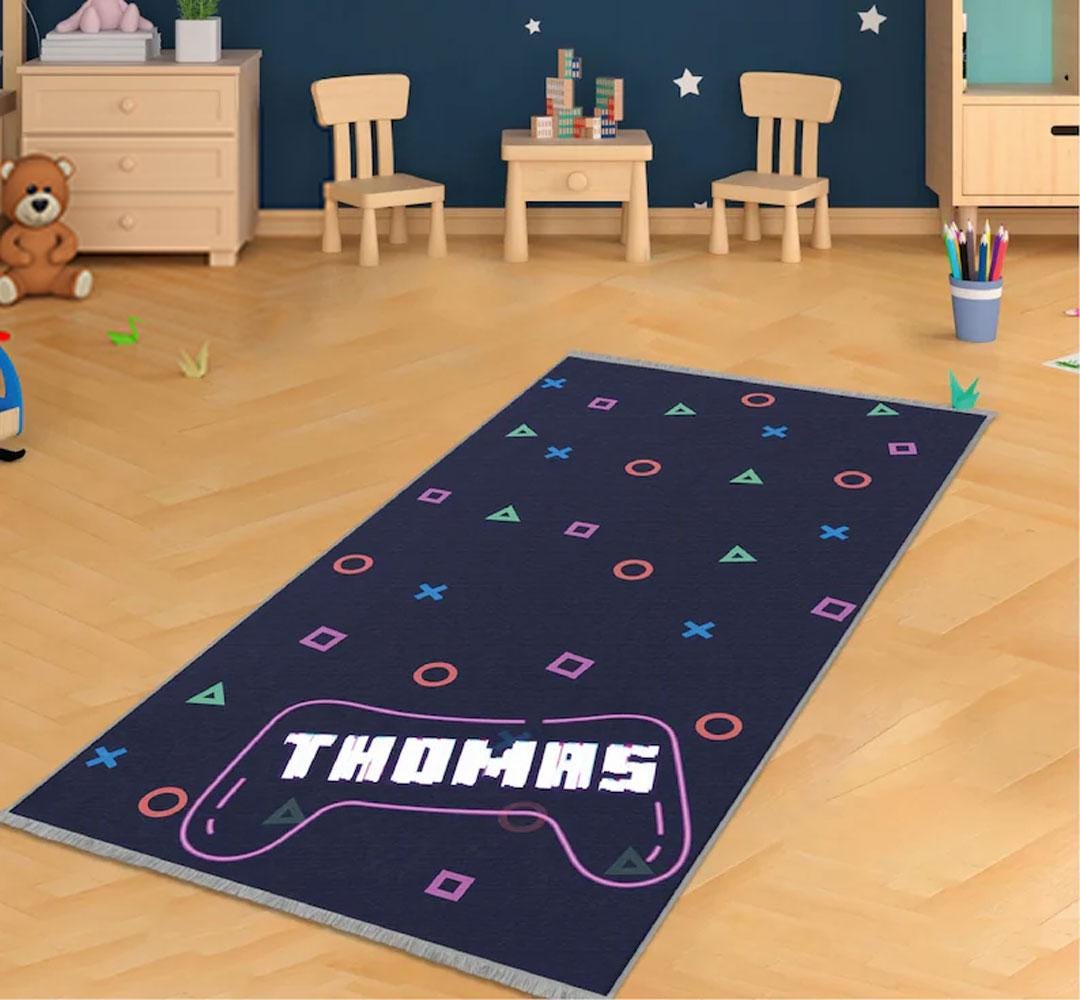 Small Ps4 Rug Personalized Gamer Rug Playstation Bedroom Nursery Rug Play Mat Kid Rug ...