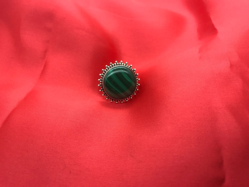 Vintage silver and malachite ring.