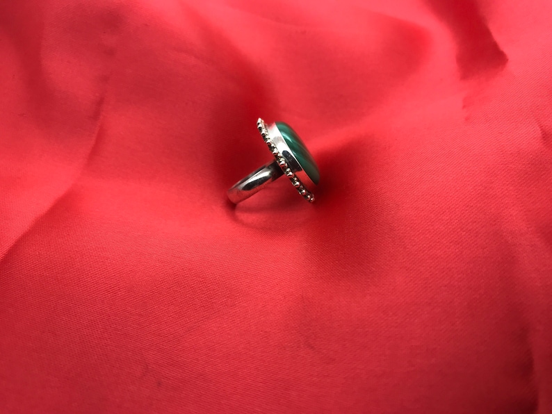 Vintage silver and malachite ring.