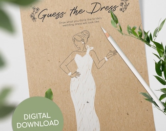 Guess the Dress | INSTANT DOWNLOAD| Printable Bridal Shower Game | Wedding Shower Game | Print, Printable | PDF