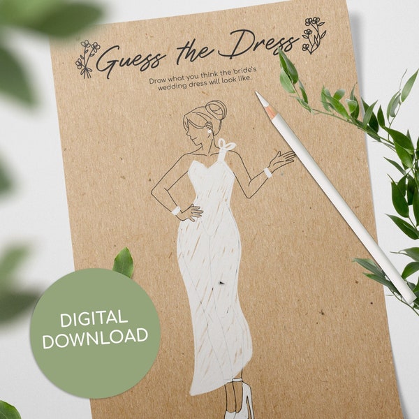 Guess the Dress | INSTANT DOWNLOAD| Printable Bridal Shower Game | Wedding Shower Game | Print, Printable | PDF