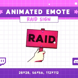 Animated + Static Pink Raid Sign Emote, Twitch Emote, Streaming Raids, Discord, Chat, Streamer Emotes, Twitch Events, Rave, Party, Purple