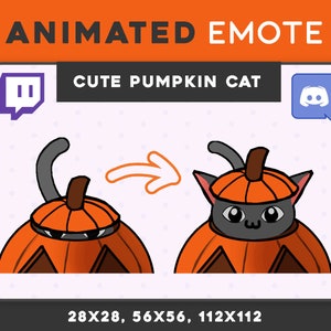 ANIMATED Halloween Emote | Kawaii Pumpkin Kitty Cat Emoji | Spooky Fall Emoji | Streamer Emotes for Discord, Twitch, YouTube | Gamer Emote