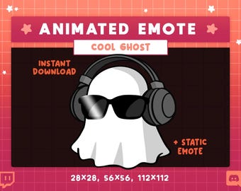 Cool Ghost Animated Emote: Discord & Twitch Emotes or Streaming - Funny Halloween Emotes, Boo