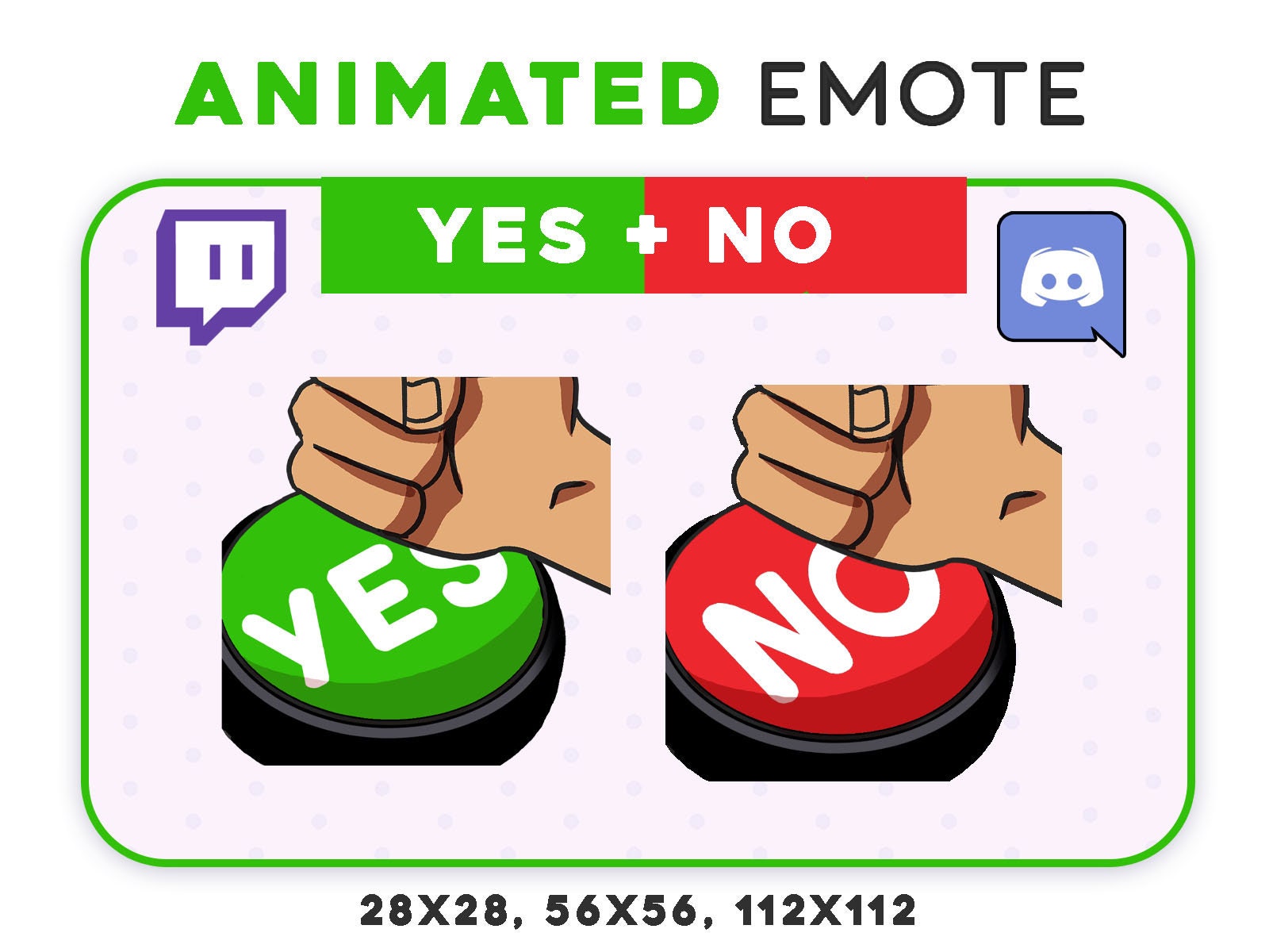 YES NO ANIMATIED Emote Smashing Button Emoji Funny Emotes for Streamer