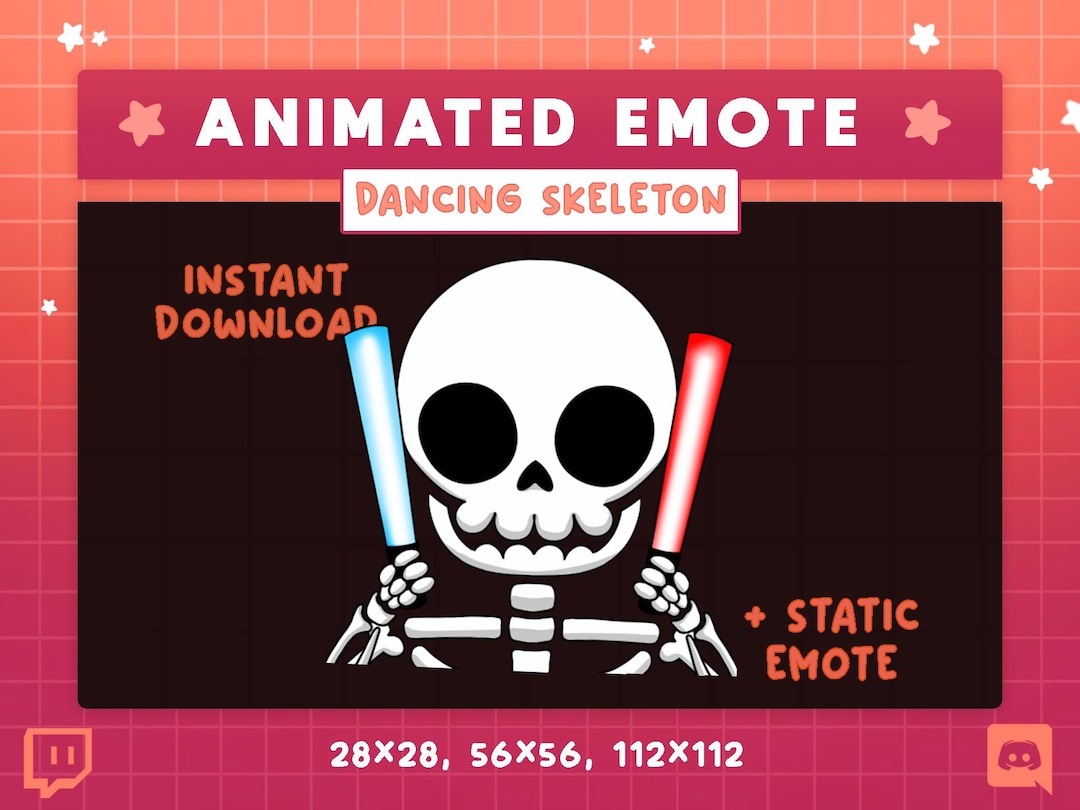 Dancing Skeleton ANIMATED EMOTE + STATIC, Cute Kawaii Halloween Emote ...