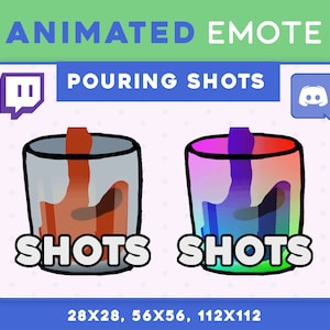 GEANIMEERDE Shot Glass Emote + Statische PNG | Party Drinken Emote | Regenboog | Alcohol, Likeur, Expresso, Koffie shot | Streamer | Discord | Hype