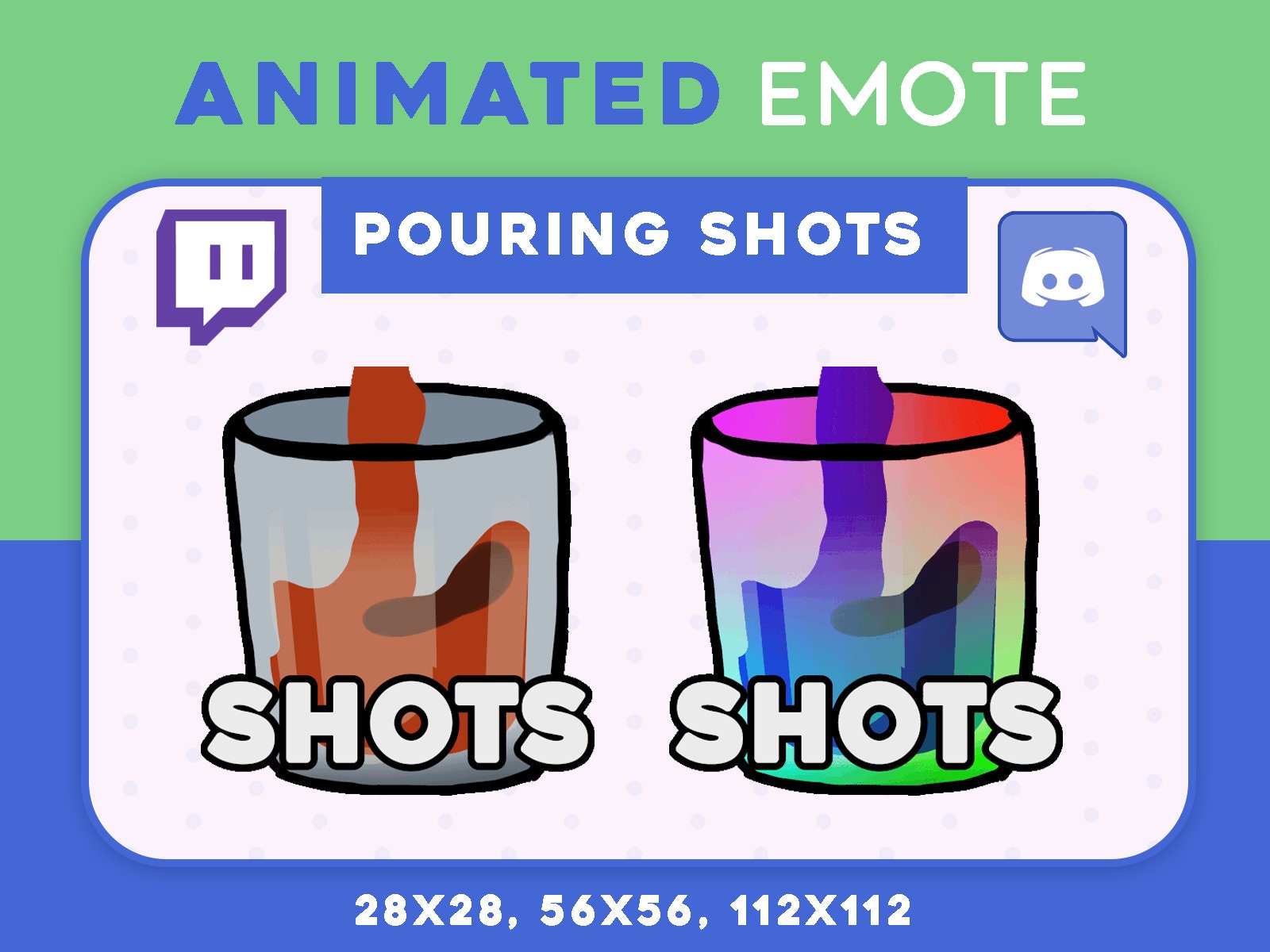 ANIMATED Shot Glass Emote + Static PNG | Party Drinking Emote | Rainbow | Alcohol, Liquor, Expresso, Coffee Shot | Streamer | Discord | Hype