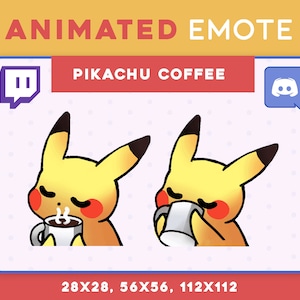 Animated PIKACHU COFFEE EMOTE | Drinking Tea | Cute Chibi Pika | Discord, Twitch, YouTube | Streamer Emote | Gaming Emoji | Anime | Funny