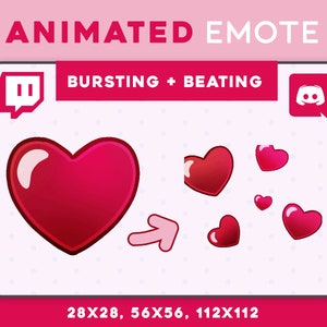 Bursting Beating Heart Emote | Animated Emote Twitch, Discord Emote for Streamer | Love, Valentines Day, Romance | Streaming Gamer Emoji