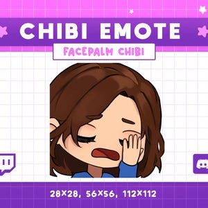 Facepalm Emote, Chibi Girl Emote, Gamer Girl Emote, Sigh, Fail, Streaming Emote, Anime Girl Emote, Twitch Chat, Discord, Cute Face Palm, PNG