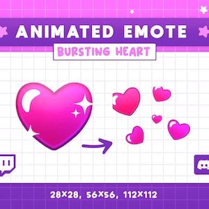 Animated Heart Emote, Bursting Love, Flying Hearts, Twitch and Discord Emotes, Love, Valentines Day, Romance, Like, Streaming Animation